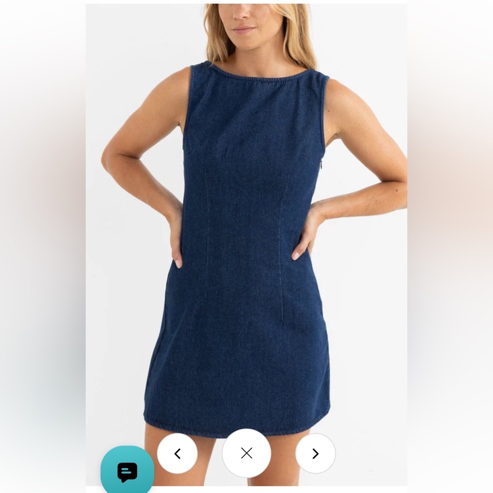 Rhythm Dark Blue Denim-Style Sleeveless Mini Dress